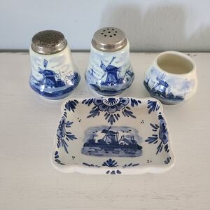 Set of Delft Holland Hand Painted Ceramic Items Miniature